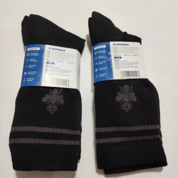 Bombas nwt 2 pair black Calf unisex Socks L - Picture 2 of 2